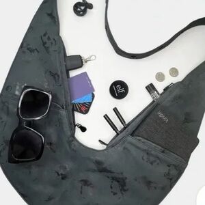 Sash Black Leather Sling Bag Crossbody GLAM BAG Adjustable Strap